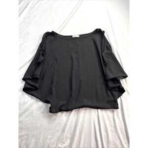 AGN Women’s Tiered Flutter Sleeve Cold-Shoulder Shawl Blouse